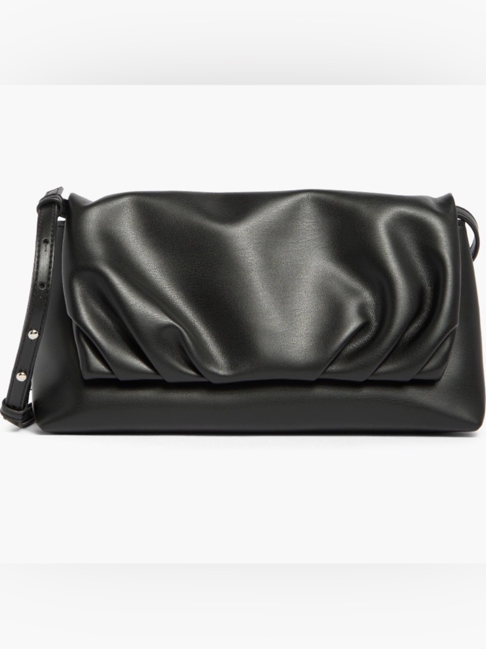 BCBG Paris Black Ruched Vegan Leather Crossbody Bag - NWT